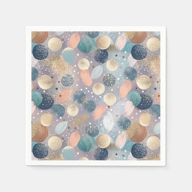 Eleganter Glitzer Dot & Brushstroke Abstrakt Serviette (Vorderseite)