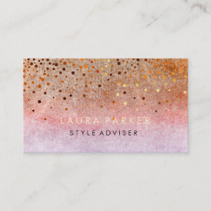 Eleganter Glitzer Fein Rosa Orange Imitate Confett Visitenkarte