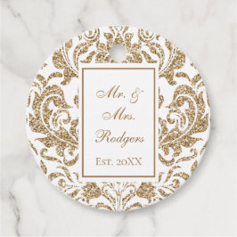 Eleganter Glitzer für Weiß- und Gold-Imitate Hochz Geschenkanhänger