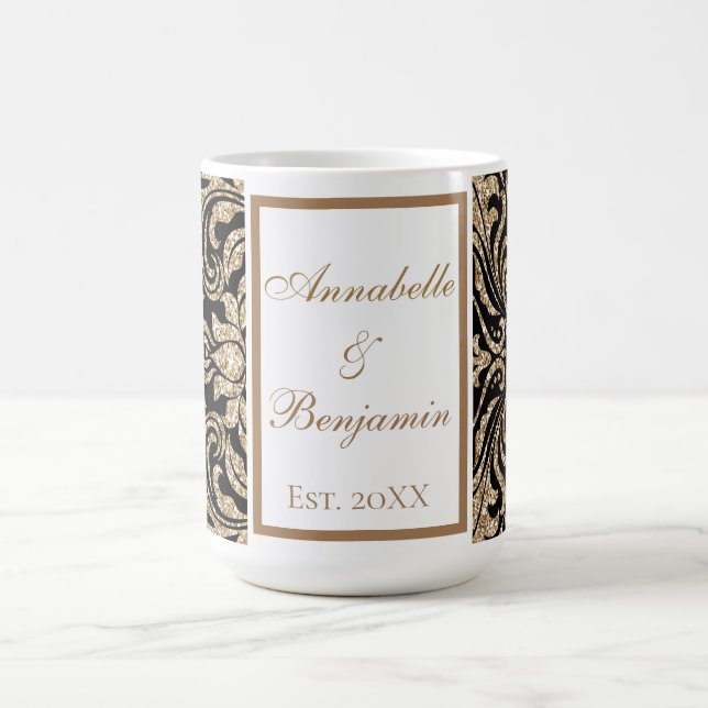 Eleganter Glitzer für Weiß- und Gold-Imitate Hochz Kaffeetasse (Mittel)