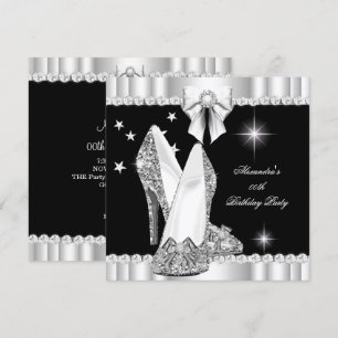 Eleganter Glitzer Glamour Hi Heelses Silver Black  Einladung