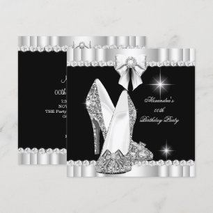 Eleganter Glitzer Glamour Hi Heelses Silver Black Einladung