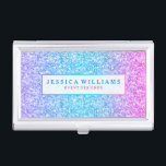 Eleganter Glitzer & Glitzern Textur Print Visitenkarten Etui<br><div class="desc">Eleganter farbenfroher Glitzer und Glitzern. Lila blau und rosa. Empfohlen Blau und Rosa Schriftart Farbe. Verfügbar auf anderen Produkten. Vollständig anpassbare Visitenkartenhalter-Vorlage.</div>