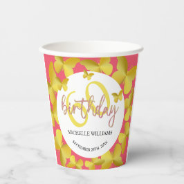 Eleganter Glitzer Gold Butterfly Calligrafy Pappbecher