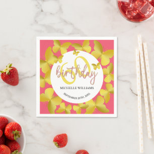 Eleganter Glitzer Gold Butterfly Calligrafy Serviette
