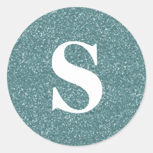 Eleganter Glitzer Gold Monogram Umschlag Aufkleber