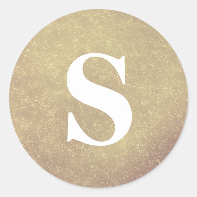 Eleganter Glitzer Gold Monogram Umschlag Aufkleber (Vorderseite)