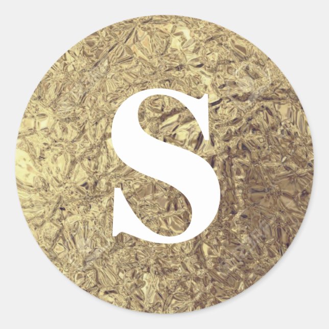 Eleganter Glitzer Gold Monogram Umschlag Aufkleber (Vorderseite)