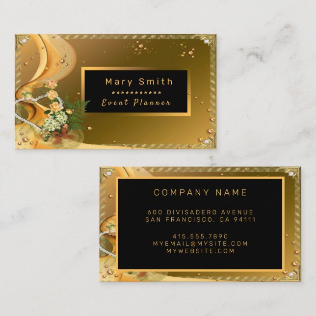 Eleganter Glitzer Gold Rose Ihren Text hinzufügen Visitenkarte (Vorne/Hinten)