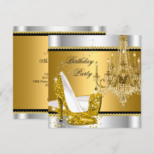 Eleganter Glitzer Gold Silver Glamour Kronier Einladung