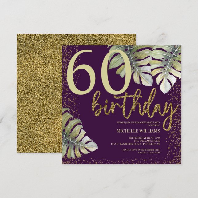 Eleganter Glitzer Goldkalligrafie Geburtstag (Vorne/Hinten)