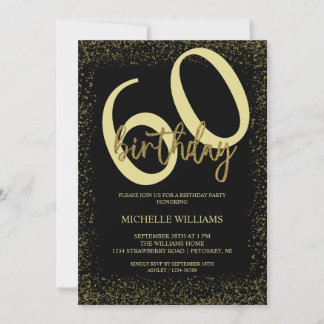 Eleganter Glitzer Goldkalligrafie Geburtstag Einladung