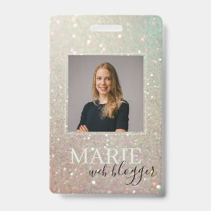 Eleganter Glitzer Green Pink Aqua Shiny Foto Ausweis