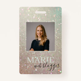 Eleganter Glitzer Green Pink Aqua Shiny Foto Ausweis