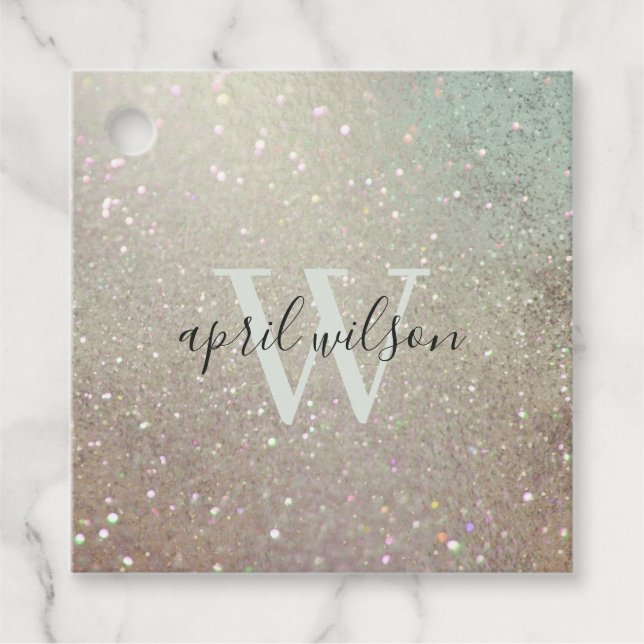 Eleganter Glitzer Green Pink Aqua Shiny Shimmer Geschenkanhänger (Vorderseite)