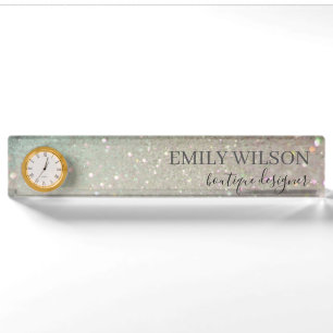 Eleganter Glitzer Green Pink Aqua Shiny Shimmer Namensplakette