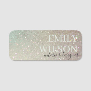 Eleganter Glitzer Green Pink Aqua Shiny Shimmer Namensschild