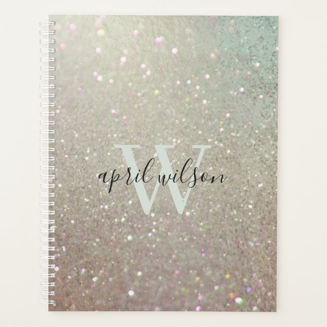 Eleganter Glitzer Green Pink Aqua Shiny Shimmer Planer (Vorderseite)