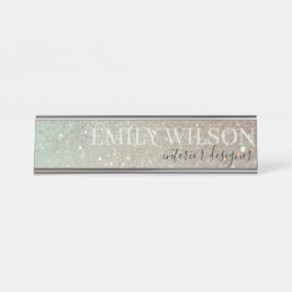 Eleganter Glitzer Green Pink Aqua Shiny Shimmer Schreibtischnamensplakette