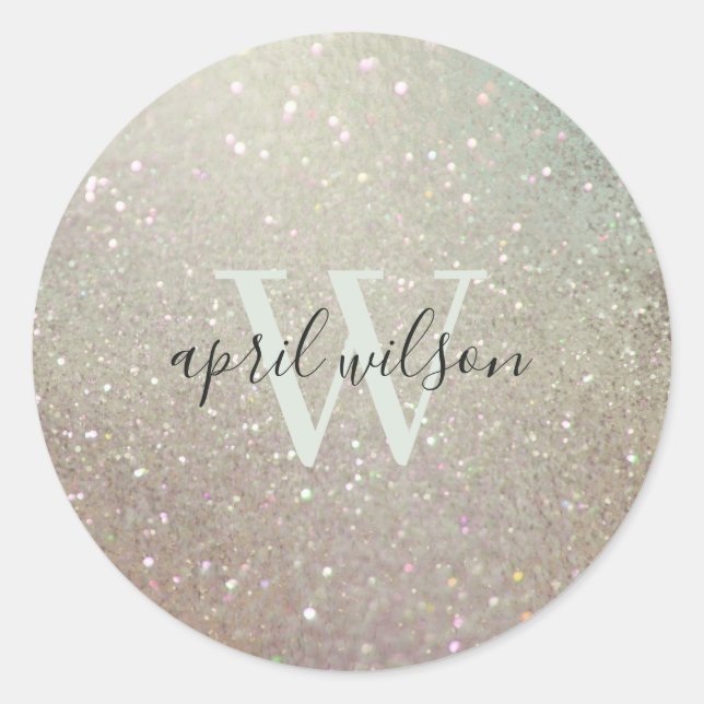 Eleganter Glitzer Green Pink Aqua Shiny Shimmerr Runder Aufkleber (Vorderseite)