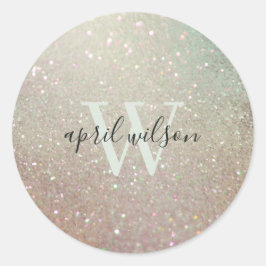 Eleganter Glitzer Green Pink Aqua Shiny Shimmerr Runder Aufkleber