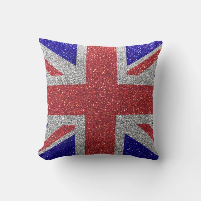 Eleganter Glitzer Großbritannien Brit Union Jack F Kissen (Vorderseite)