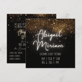 Eleganter Glitzer Hebrew Bat Mitzvah Einladung