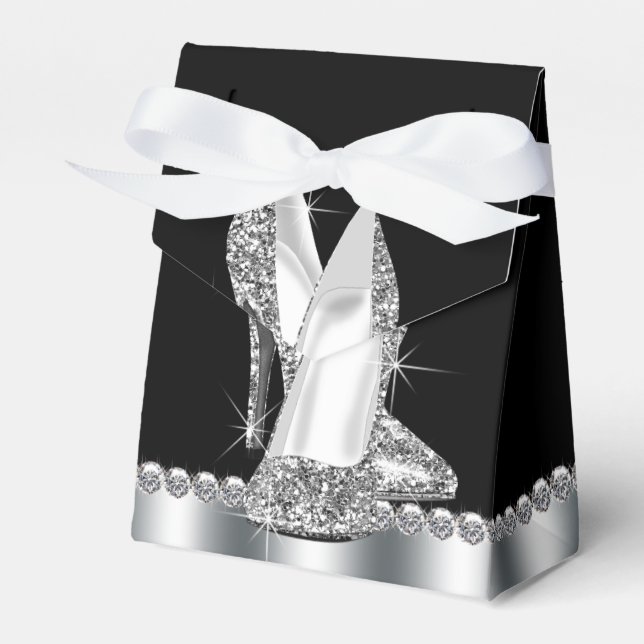 Eleganter Glitzer High Heel Shoe Geschenkschachtel (Vorderseite)