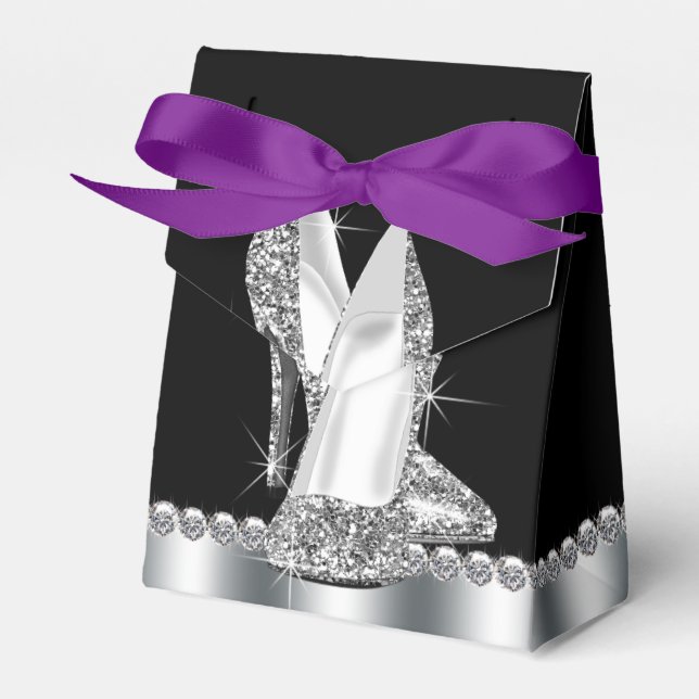 Eleganter Glitzer High Heel Shoe Geschenkschachtel (Vorderseite)