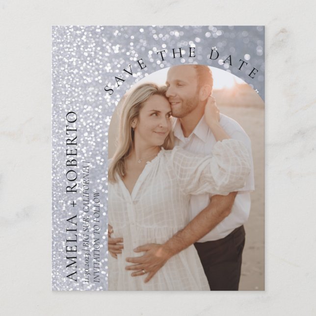 Eleganter Glitzer Hochzeit Speichern Sie die Datum Flyer (Vorne)