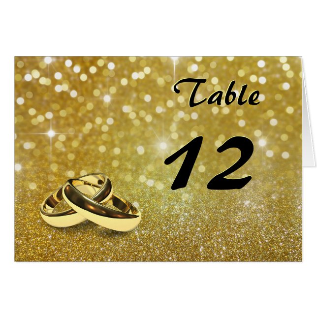 Eleganter Glitzer Hochzeitsrings - Tischnummer Car (Vorderseite (Horizontal))