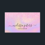 Eleganter Glitzer Holographic Script Makeup Artist Visitenkarte<br><div class="desc">Eleganter Glitzer Holographic Script Makeup Artist Business Card. Eine einfache und trendige Visitenkarten-Designvorlage,  personalisieren Sie mit Ihren Geschäftsdetails für eine minimale,  einzigartige Kontaktkarte. Enthält einen Skriptsignatur-Schriftart und ein modernes Design-Layout.</div>