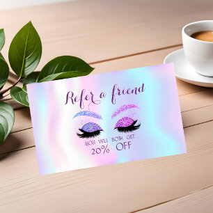 Eleganter Glitzer Lashes, Holographic Referrer Car Empfehlungskarte