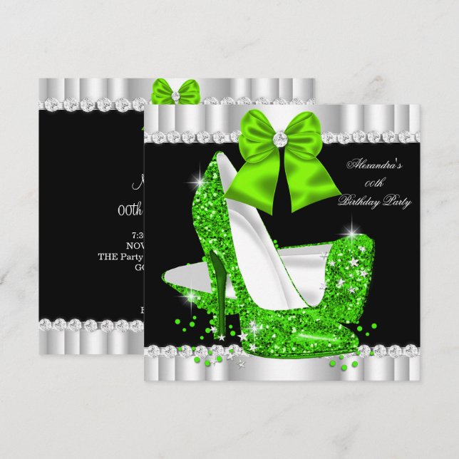Eleganter Glitzer Limoner Glamour High Heels Gebur Einladung (Vorne/Hinten)