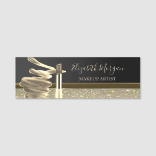Eleganter Glitzer Lipstick, Makeup-Künstler Namensschild