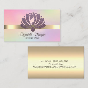 Eleganter Glitzer Lotus Blume Makeup Holographic Visitenkarte
