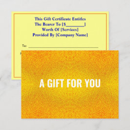 Eleganter Glitzer & Luxus Gold Geschenkgutschein