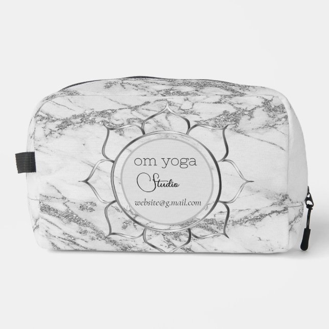 Eleganter Glitzer Marble Lotus Mandala Branding Waschbeutel (Vorderseite)