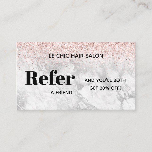 Eleganter Glitzer Marble Salon Wellness-Center Ref Visitenkarte (Vorderseite)