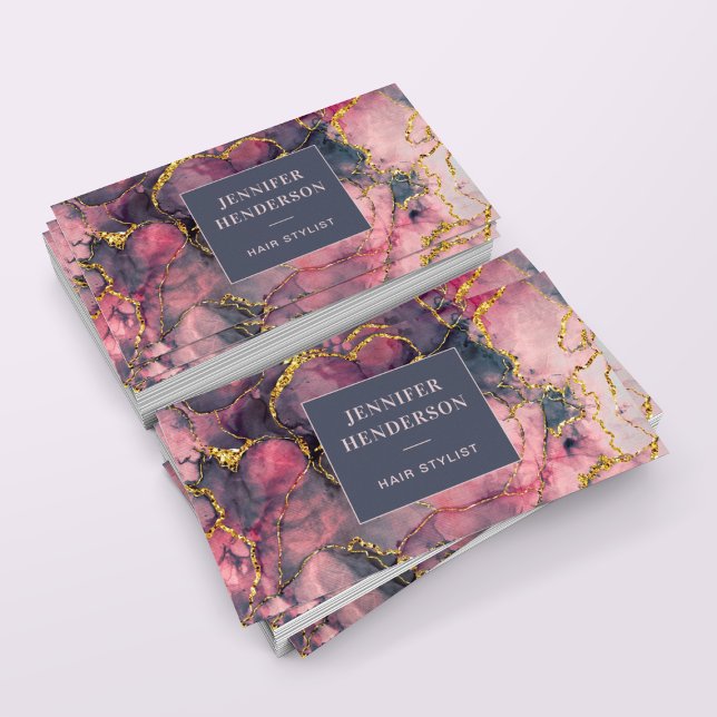 Eleganter Glitzer Marmor Rosa Rose Beruflich Visitenkarte (Von Creator hochgeladen)