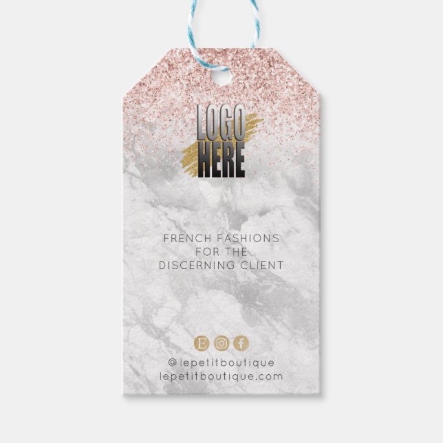 Eleganter Glitzer Marmorlogo Kleidung Preis-Marke Geschenkanhänger (Vorderseite)