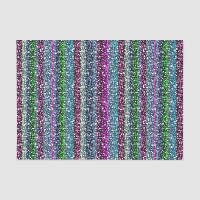 Eleganter Glitzer mit farbenfrohen Streifen Seidenpapier (Vorderseite)