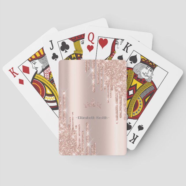 Eleganter Glitzer mit goldener Rose, königlich Spielkarten (Rückseite)