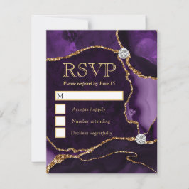 Eleganter Glitzer mit Lila und goldenen Imitaten RSVP Karte
