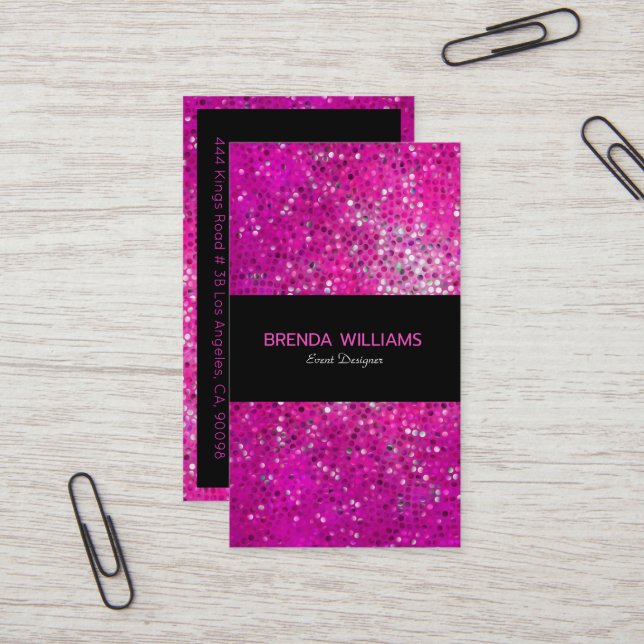 Eleganter Glitzer mit modernen rosa Imitaten Visitenkarte (Vorderseite/Rückseite Beispiel)