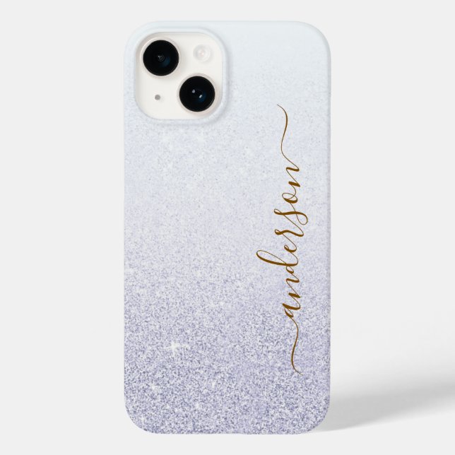 Eleganter Glitzer mit Monogramm Name Case-Mate iPhone 14 Hülle (Rückseite)