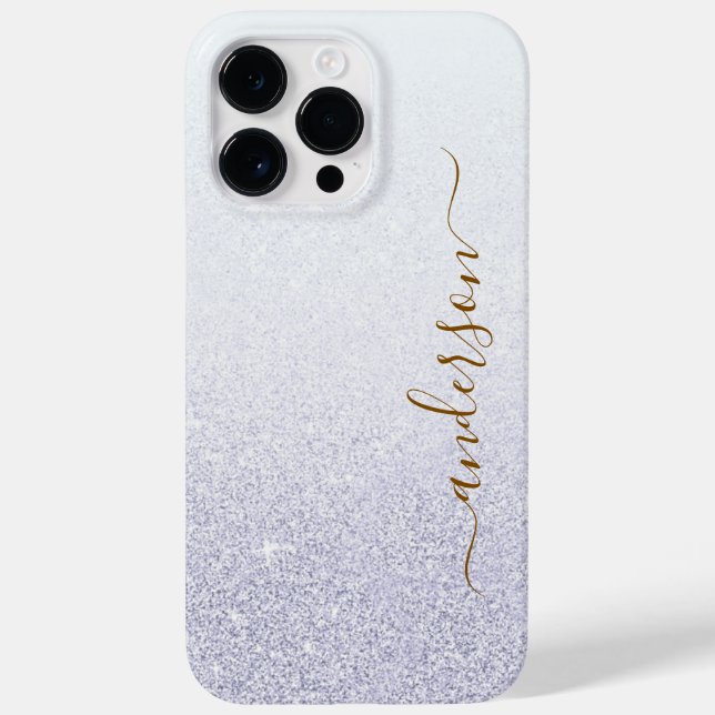 Eleganter Glitzer mit Monogramm Name Case-Mate iPhone 14 Pro Max Hülle (Rückseite)