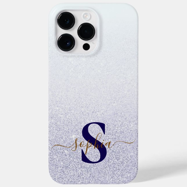 Eleganter Glitzer mit Monogramm Name Case-Mate iPhone 14 Pro Max Hülle (Rückseite)