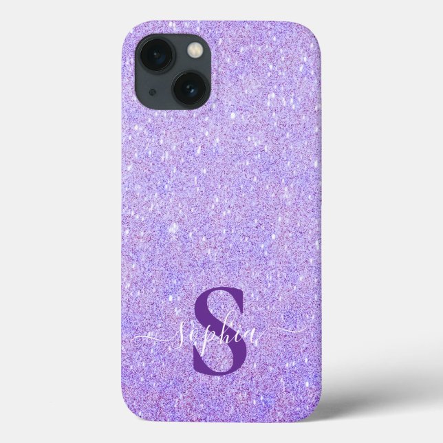 Eleganter Glitzer mit Monogramm Name Case-Mate iPhone Hülle (Rückseite)