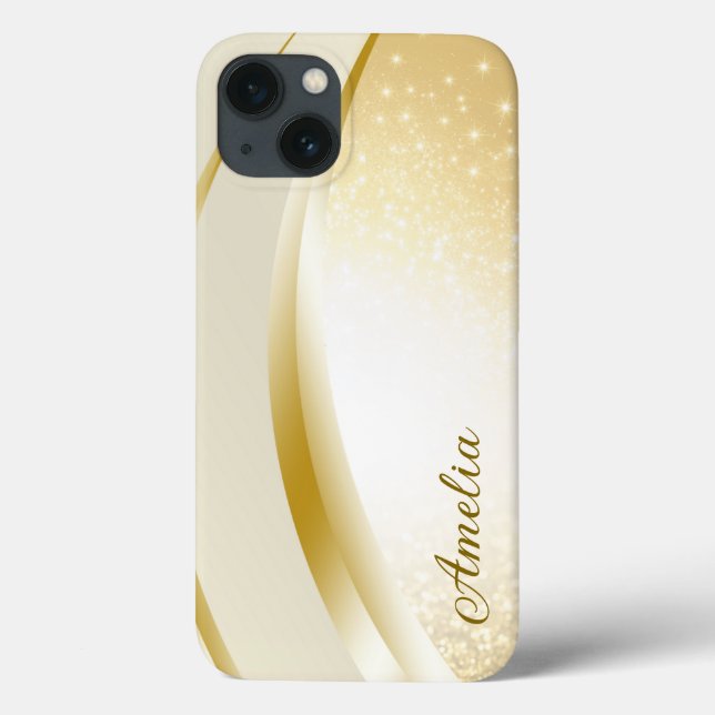 Eleganter Glitzer mit Monogramm Name Case-Mate iPhone Hülle (Rückseite)